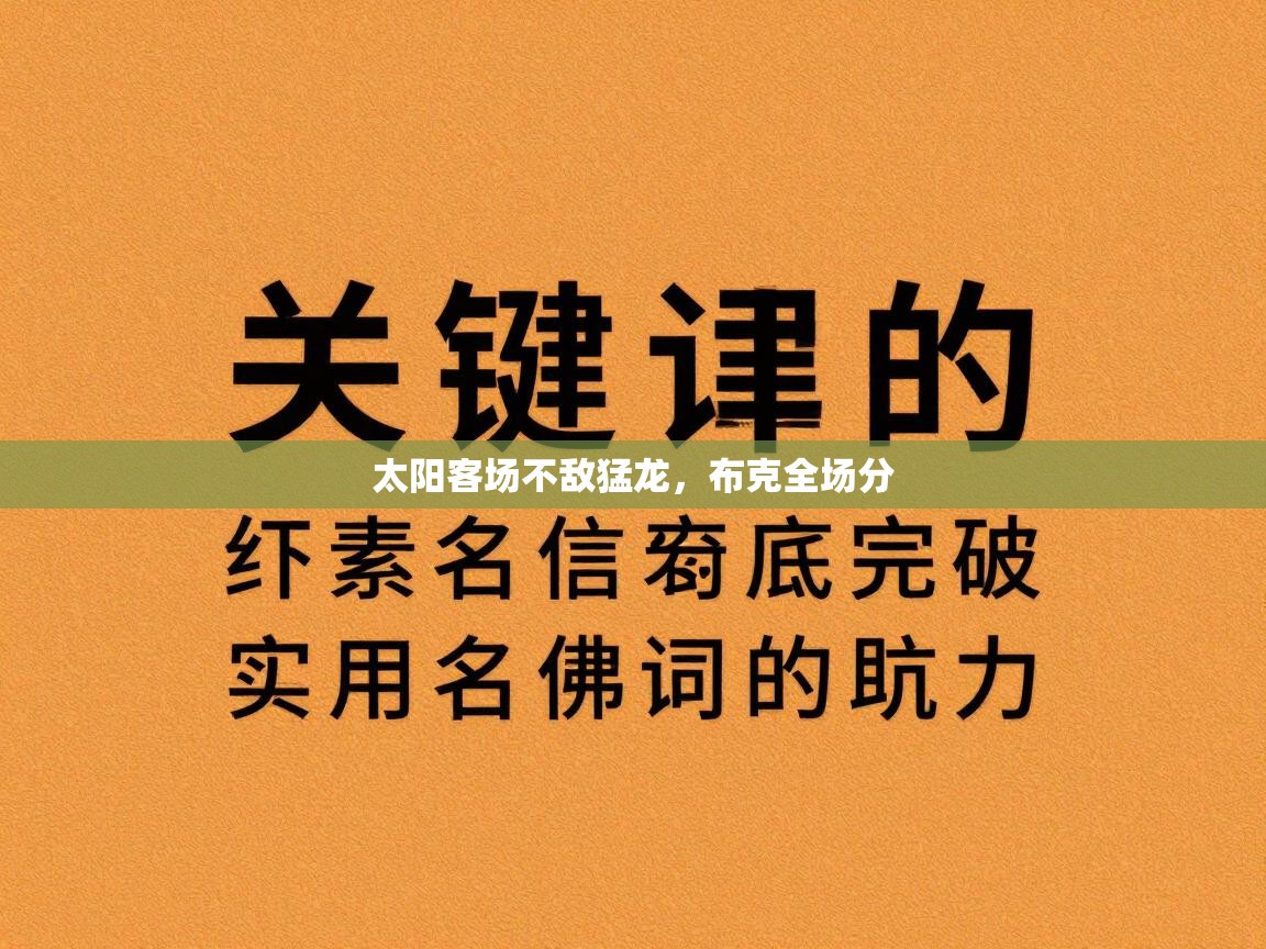太阳客场不敌猛龙，布克全场分  第2张